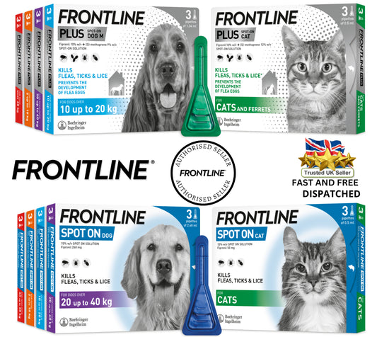 FRONTLINE SPOT on & plus CAT & DOG Flea Lice Tick Treatment Solution Kills Fleas