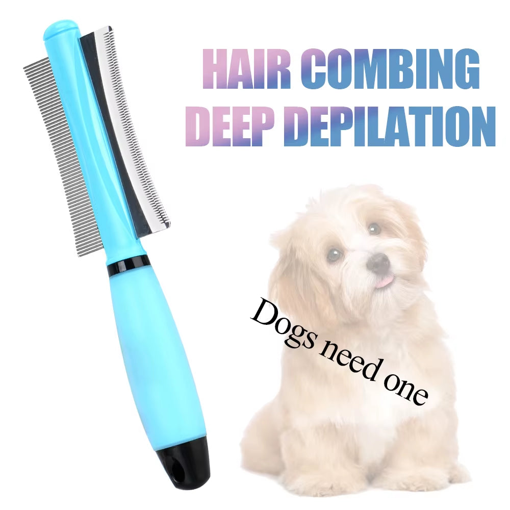 Double-Sided Cat Grooming Tool Pet Hair Comb Easy Deshedding Brush for Long Small Hair Dog Cat Hair Remover