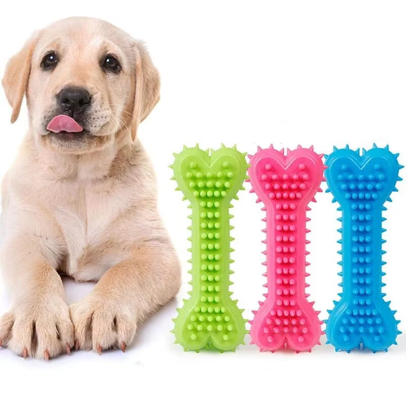 1PC Pet Chew Toy Soft Rubber Bite-Resistance Bone Shape Teeth Grinding Chewing Toys for Small Dogs Training Pet Supplies